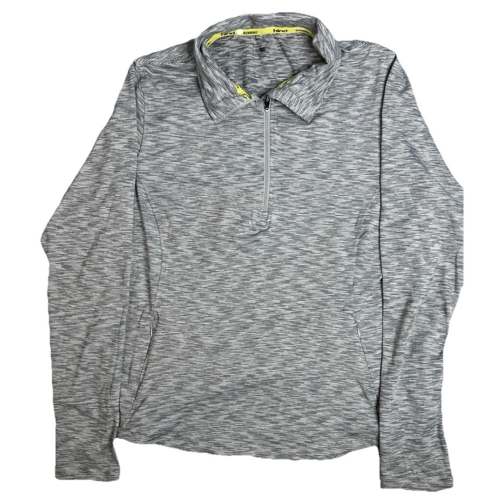 Hind Women's 1/4 Zip Athletic Pullover Jacket gray Thumb Holes